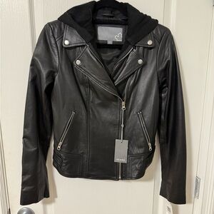 Leather Hooded Jacket
